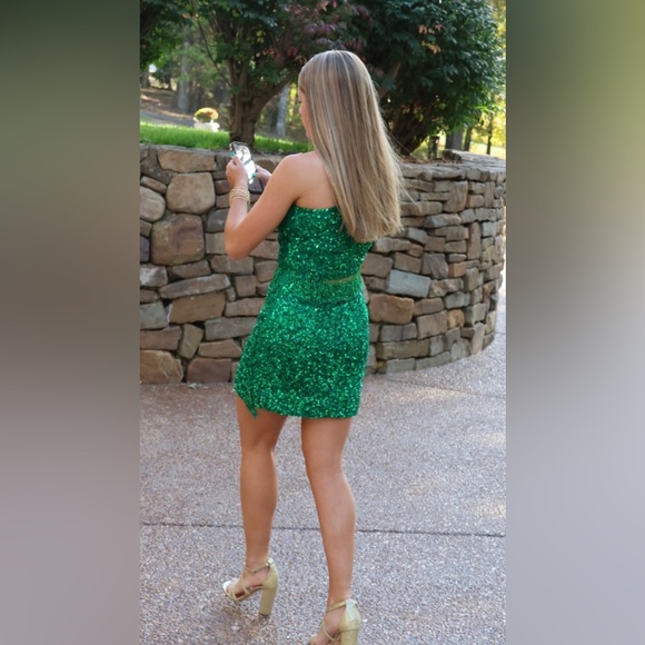 Rachel Allan Fringed Cocktail Dress style 40231 - Picture 3 of 5